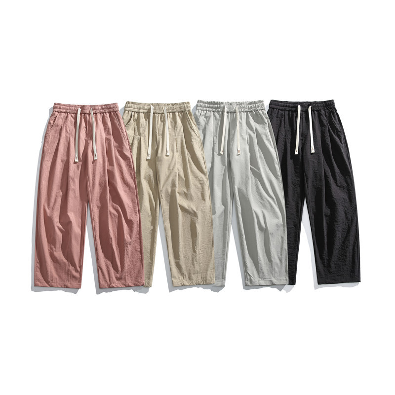 B006 Summer Deconstructed Loose Straight Casual Pants for Men and Women, Summer Loose Drawstring Elastic Waist Casual Straight Pants