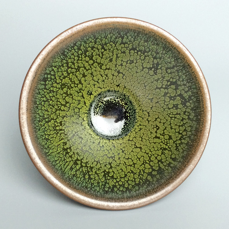 See the Lezhang Guoping Green Partridge Building a tea bowl Ceramic Master's Cup Iron Tire Mineral Glazed Kung Fu Chinese