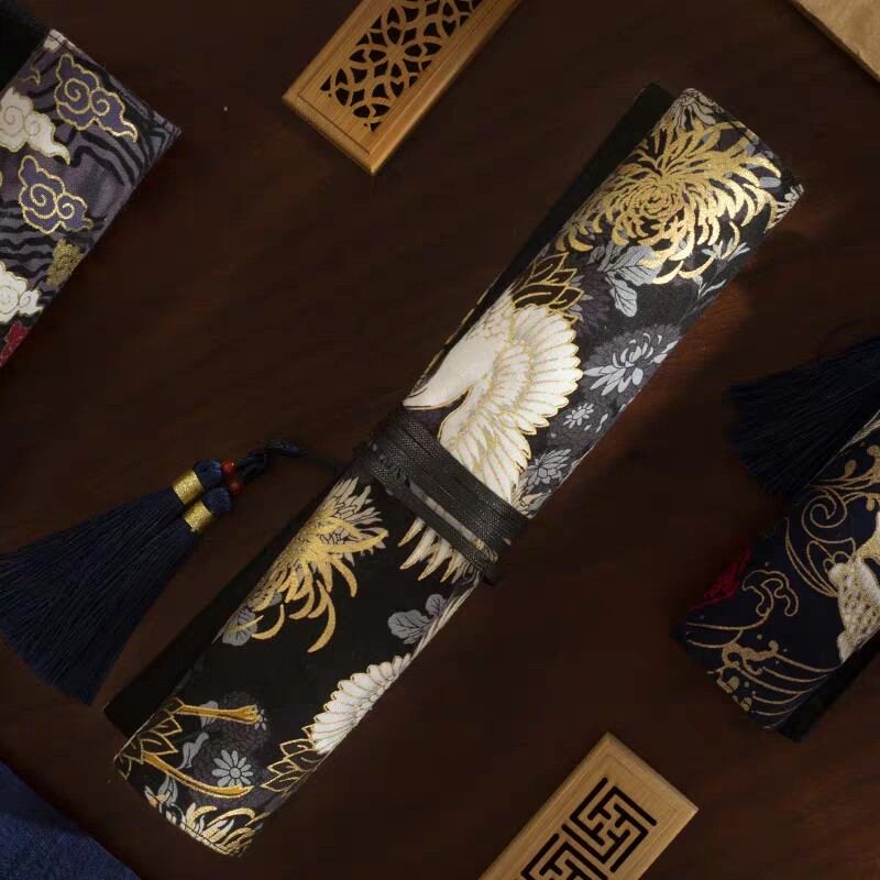 Bamboo Plume China Wind Hot Gold Flow Su Pen Curtain Pen Bag Fairy Crane Brocade Carp