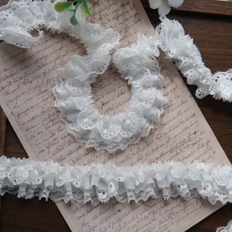 Three-Layer Foreign Trade Imported Quality Crinkled Dense Silk Edge Chiffon Lace Trim Dress DIY Hair Accessory Scrunchie Accessories Three-Layer Foreign Trade Imported Quality Crinkled Dense Silk Edge Chiffon Lace Trim Dress DIY Hair Accessory Scrunchie Accessories