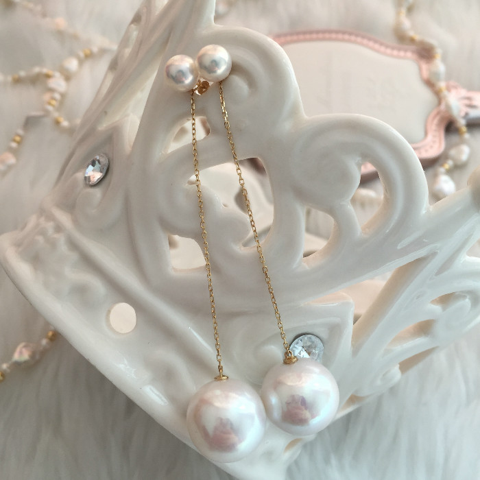 MEO RME Mega Freshwater Pearl Love Dison 13-14mm Size beads Dual-purpose 18k gold ear Ear Needle