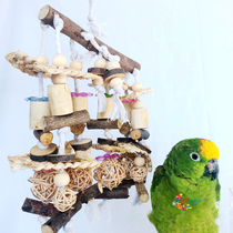 Mu Yue natural wild solid wood parrot gnawing toy log corn skin vine ball grinding beak string