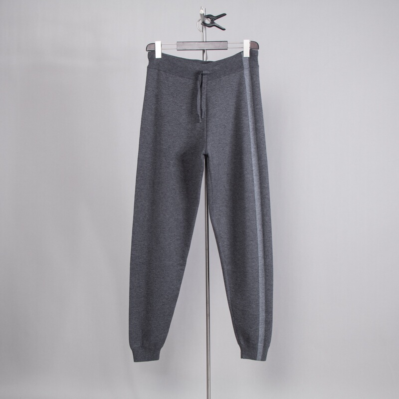 Corneliani Dark Gray Jogging Casual Pants Wool Blend Knit Fabric Thick for Autumn and Winter