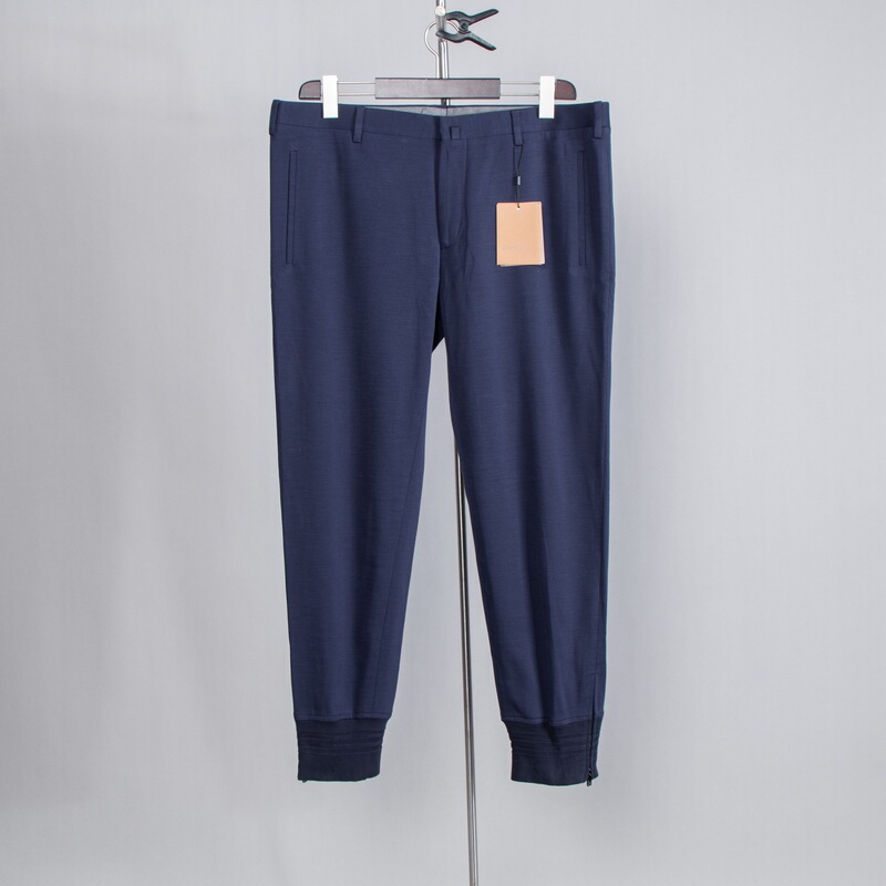 Corneliani Dark Blue Drawstring Jogger Casual Pants Wool Blend Spring and Autumn Style