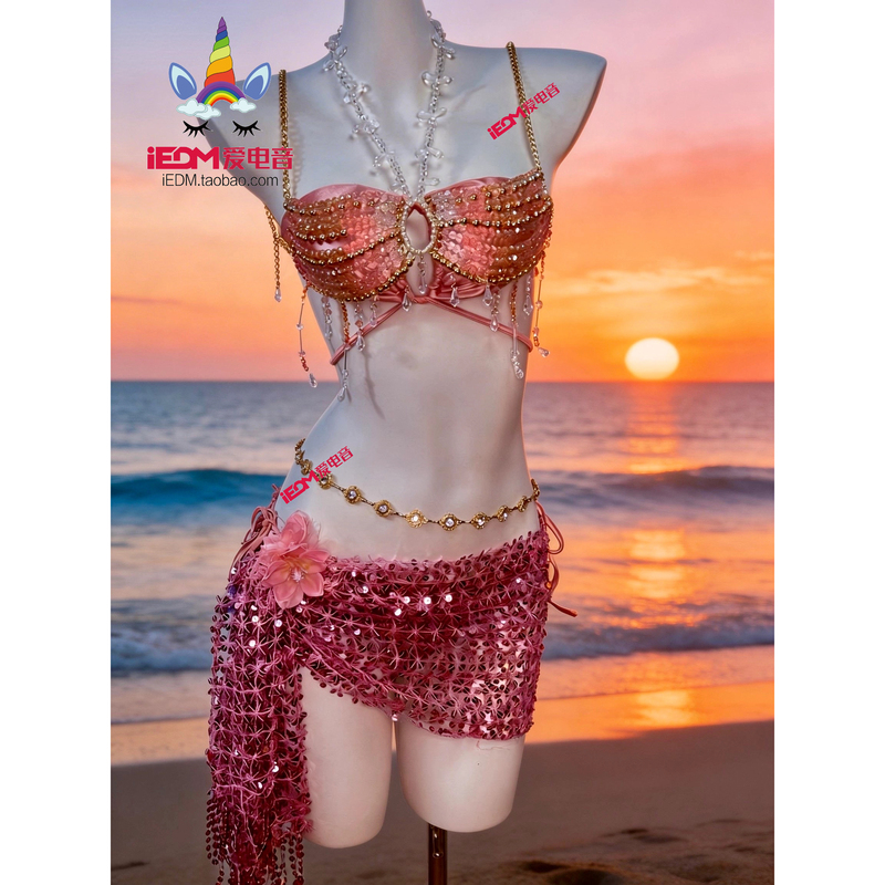 Iedm Thai-Style Seaside Resort Style Multi-Layered Beaded Strap Set Raveoutfit Electronic Music Festival Clothing