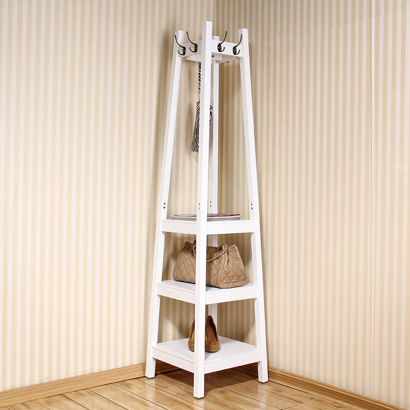 European and American style corner clothes hat rack creativity floor solid wood hanging clothes hanger decorated with flower shelf multilayer clothes rack