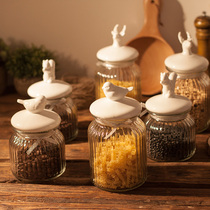  Natural style│Nordic style Ceramic glass sealed jar American European storage jar Glass sealed tea jar