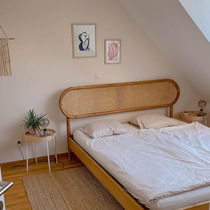 Kuzun wabisabi style double bed bed and breakfast project hotel office furniture customized pastoral log wind rattan master bed