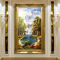 European landscape oil painting entrance decoration painting vertical version American living room aisle landscape painting cornucopia texture painting
