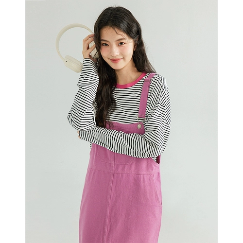 Розовые подтяжки, платье, длинная юбка для отдыха, 2023, свободный крой, средней длины