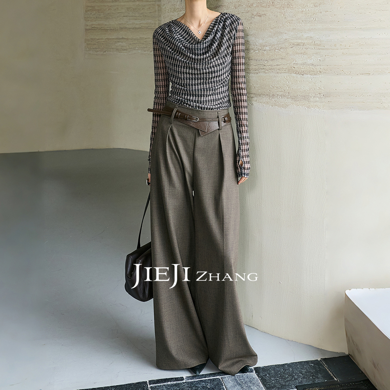 Zhang Qi Jieji Zhang [Yezhe] High-Waisted Drapey Wide-Leg Pants 2026 Autumn Loose Slimming Straight-Leg Pants