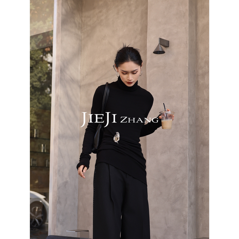 Zhang Qi Jieji 2025 Autumn/Winter Designer Style Slimming Bodycon Dress Black Mid-Length Turtleneck Sweater Zhang Qi Jieji 2025 Autumn/Winter Designer Style Slimming Bodycon Dress Black Mid-Length Turtleneck Sweater
