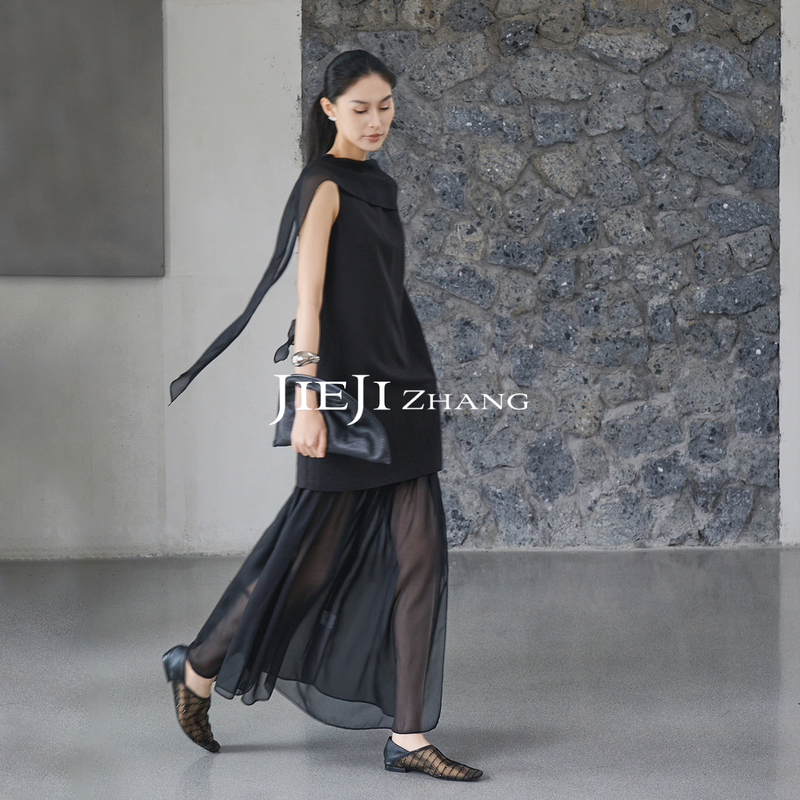 Zhang Qi Jiejizhang Acetate Sleeveless Slimming Ribbon Dress Women's Summer A-Line Dress Patchwork Tank Dress Zhang Qi Jiejizhang Acetate Sleeveless Slimming Ribbon Dress Women's Summer A-Line Dress Patchwork Tank Dress