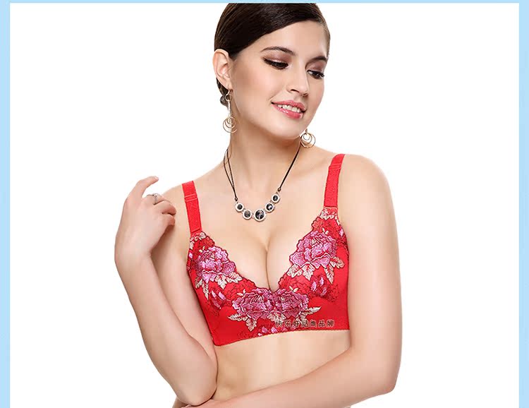 Han Jiaer Thêu mùa xuân và mùa hè Sexy Deep V Thu thập đồ lót có thể điều chỉnh Ladies Bra Set Dày Cup T1032 áo lót 
