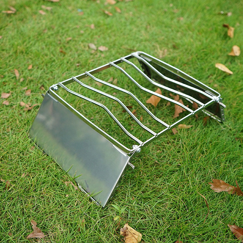 Outdoor portable camping pan rack stainless steel multi-gear adjustment height folding wind-proof barbecue rack furnace end bracket