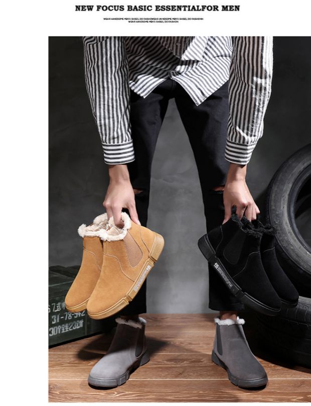 Giày tuyết nam giày lông một thấp để giúp mùa đông ấm áp cộng với nhung dày một đôi giày cotton giày lười bánh mì giày thể thao giá rẻ