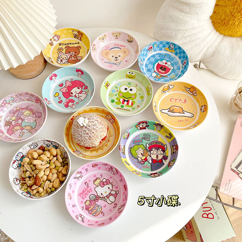 Cute Cartoon Melamine Environmentally-friendly Breakfast Pan Creative Children Cutlery 5 Inch Small Disc Snacks Cake Dish Beauty Resistant
