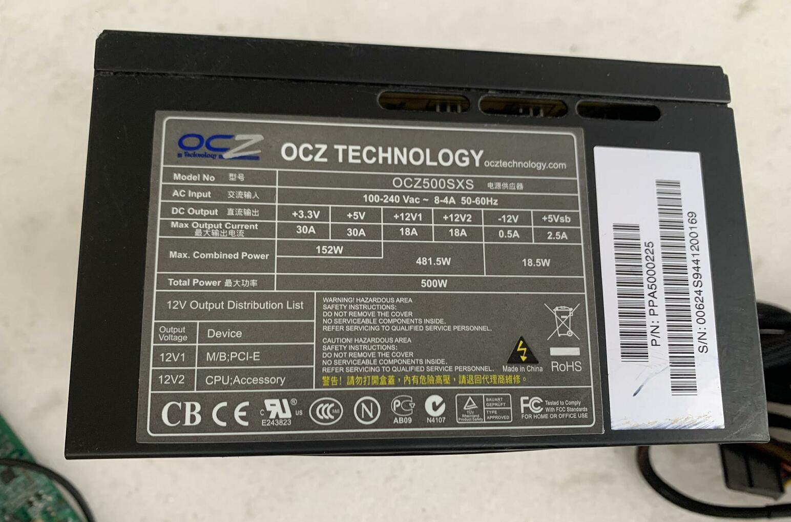 Original loader OCZ OCZ500MXSP 500W certified wide table computer power supply