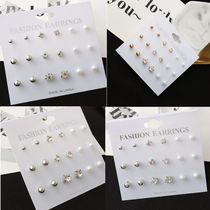 (9 pairs of earrings)Korean version of the net red hypoallergenic personality fashion temperament earrings long wild simple earrings