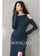 Wangxo[New Arrivals on 01/20 20:00Pm 5% off]Off-Shoulder Twisted Waist-Cinching Slit Dress with Shiny Threads