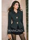 Wangxo｜Luxurious Shiny Silk Wool Fluffy Boucle Fabric｜Decorative Pin Flower Classic Waist-Cinching A-Line Short Coat