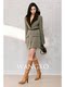 Wangxo｜Precious Natural 100% Wool｜Detachable Eco-Friendly Fur Collar, Wide Shoulders, Waist-Cinching, Long-Sleeved Blazer