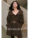 Wangxo｜Luxurious Shiny Silk Modal Thick Knit｜Large Lapel with Diamond Buttons, Tie Waist, Wide-Fit Sweater Cardigan