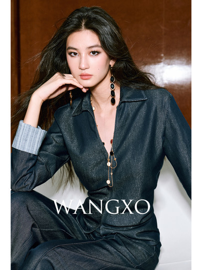 Wangxo｜Just What You Need for the Hot Summer｜Luxurious Silver Silk Cool Tencel｜Vintage Original Color Waist-Cinching Shirt and Denim Suit