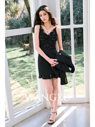 Wangxo[01/20 20:00Pm New Arrival 5% off]Three-Dimensional Velvet Lace Slim-Fit Sexy V-Neck Lace Camisole