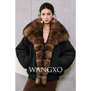 Wangxo｜High-Density, Windproof and Water-Repellent 90% White Duck Down｜Detachable Fox Fur Large Lapel down Jacket