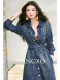 Wangxo｜High-Quality Xinjiang Long-Staple Cotton｜Distressed and Washed｜Belted Denim Flared Shirt Dress