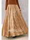 Wangxo｜Flowing Light and Shadow｜Fine Shimmering Gold Three-Dimensional Pleats｜Flowing and Elegant High-Waisted Large Hem Umbrella Skirt