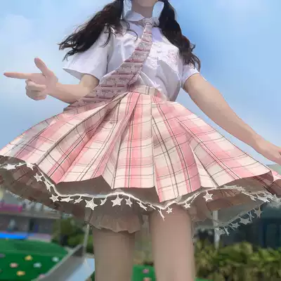 JK grid skirt pants bloomers star yarn bloomers anti-light safety pants Star lace non-fried pleated summer