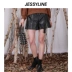 Giảm 1,5% bán ra quần short da màu đen jessyline nữ eo cao một cỡ cộng với size quần nóng thông thường - Quần short Quần short