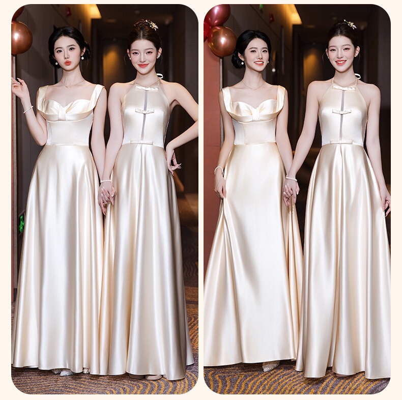 Bridesmaid Dress 2025 New Champagne Color High-End Sister Group Bridesmaid Dress Can Be Worn Casually Adult Ceremony Evening Dress for Women