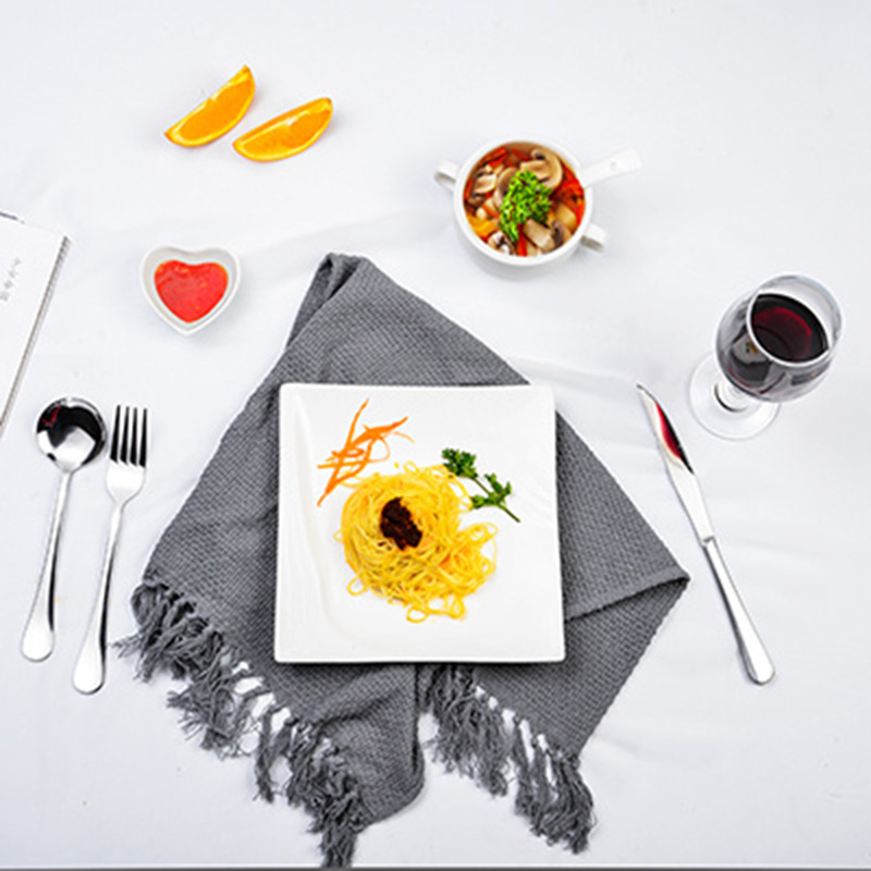 Pure white plate ceramic tableware creative western food steak plate Italian pasta plate set hot and cold plate home