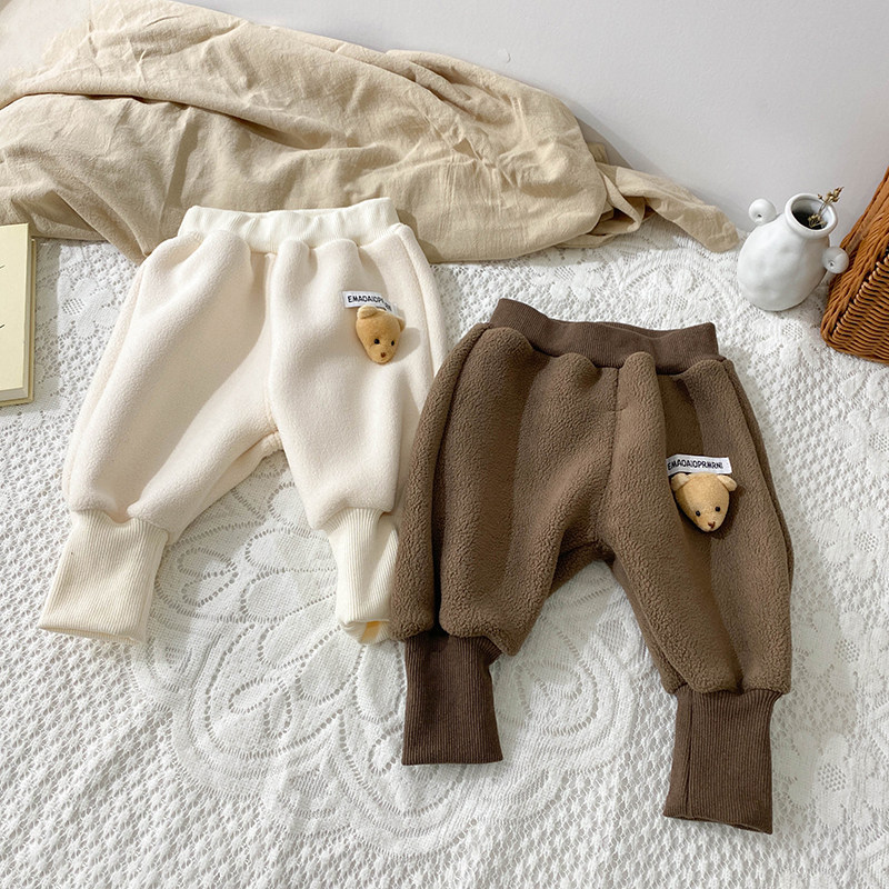 Детские утепленные зимние трехмерные штаны, мультяшная кукла подходит для мужчин и женщин, с медвежатами 29534 