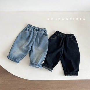 Мужской ребенок Перегружен джинсы корейская новая версия женские модели ребенок случайный 𫔮 дикий брюки ребенок японский широкий брюки Брюки
