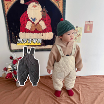 Baby cotton pants winter Net red male baby pants baby pants baby jumpsuit plus velvet cotton baby trousers thickened wear