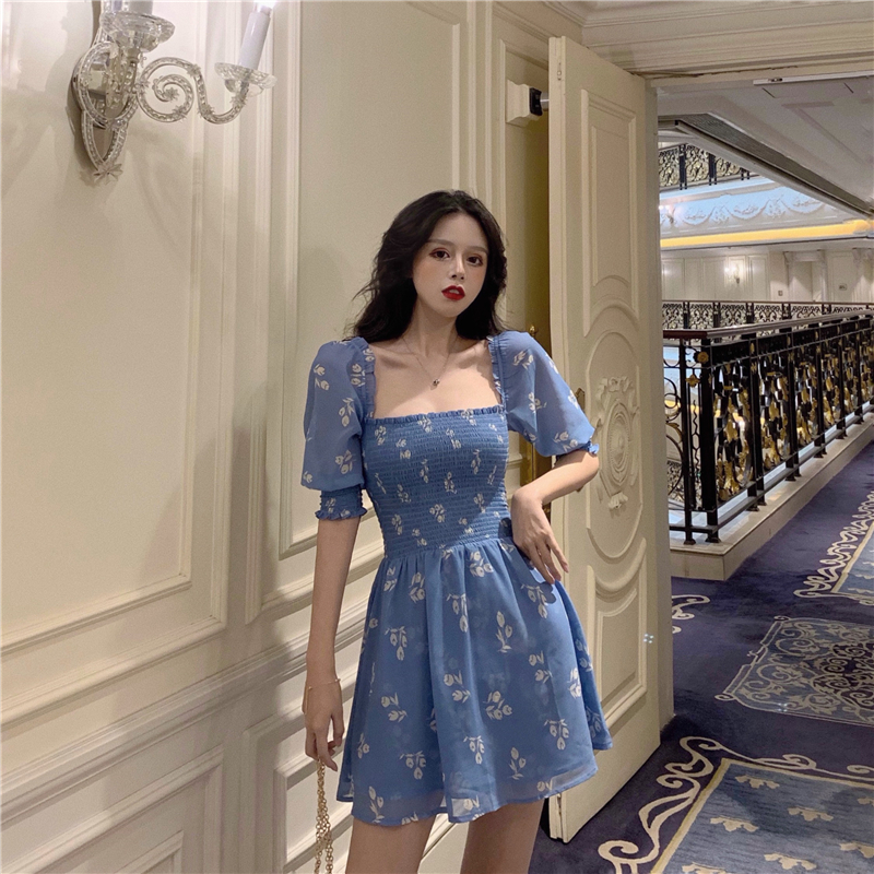 VK旗艦店 法國風復古法式泡泡袖短袖洋裝