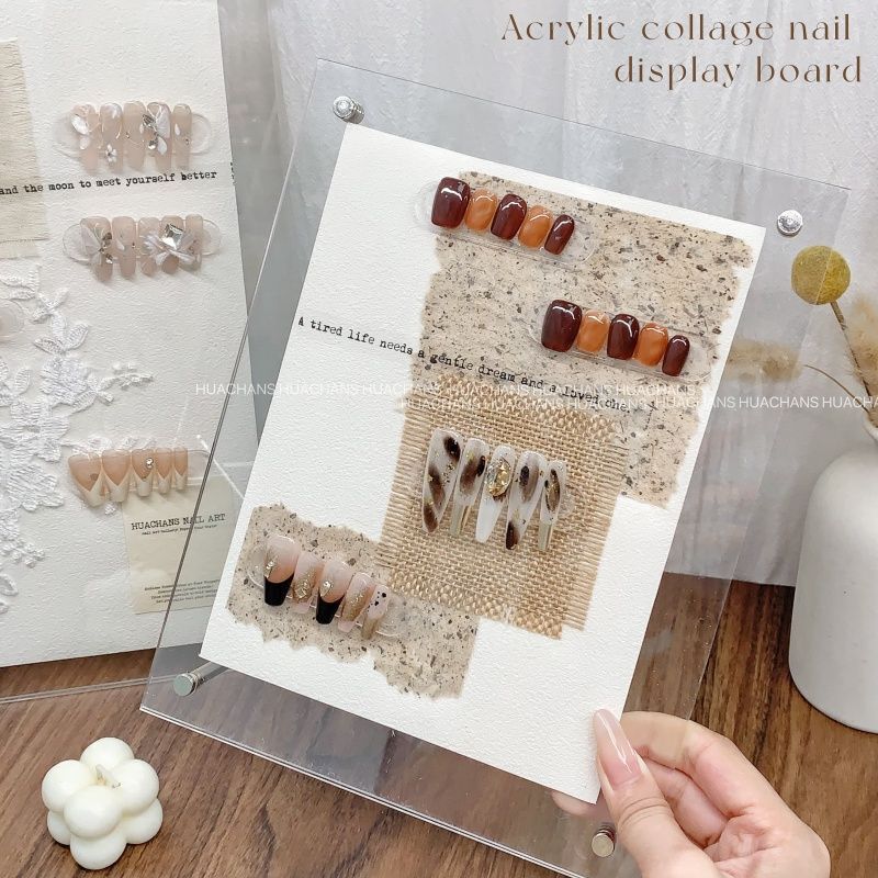 Acrylic Display Board for Nail Art, Acrylic Display Board with Textured Collage, Instagram Work Background Display, Wearable