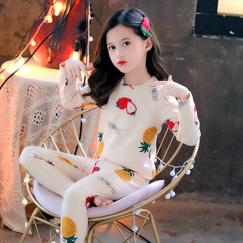 Children's Pure Cotton Underwear Suit Girl Spring Autumn Full Cotton Sweatshirt Baby Autumn Clothes and Autumn Pants Two sets CUHK Fairy Pyjamas