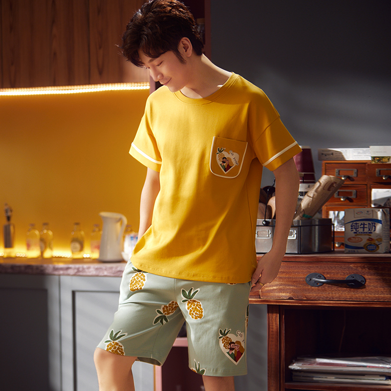 Mùa hè thể thao mens đồ ngủ cotton quần short có thể đi ra ngoài mỏng giản dị mens mùa hè mặc nhà bộ.