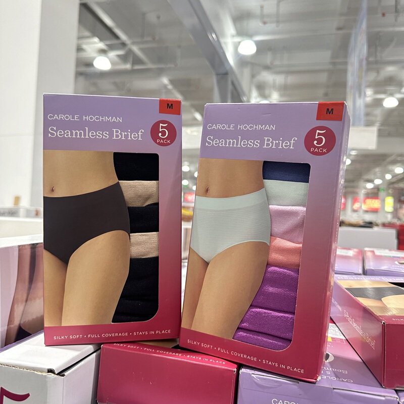 Costco Women's Comfortable Triangle Knit Underwear, Breathable and Skin-Friendly, Solid Color, 5-Pack, High Elasticity, Butt-Lifting