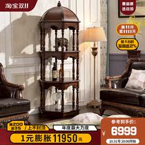 Gu Po all solid wood jewelry cabinet black walnut jewelry cabinet hexagonal jewelry cabinet shelf corner cabinet American furniture