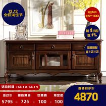 Gu Po all solid wood black walnut wood TV cabinet small apartment bedroom furniture simple complete vintage American country
