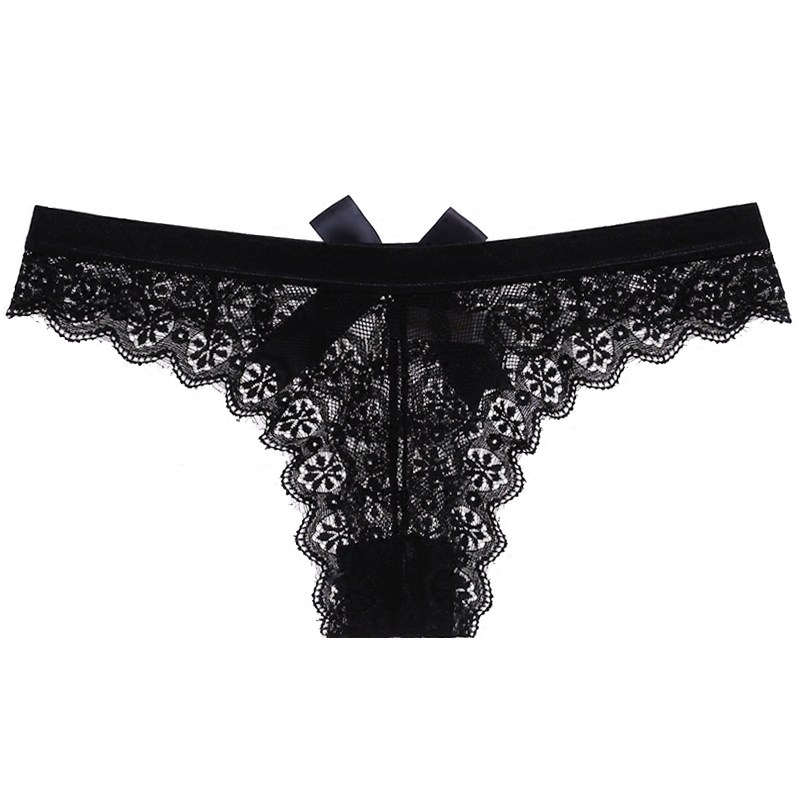 Lady Full Lace Hollowed-out breathable Tiny pants Sexy Erotic Pants Pure Color Comfortable without scar T-pants Low waist Fashion-Taobao