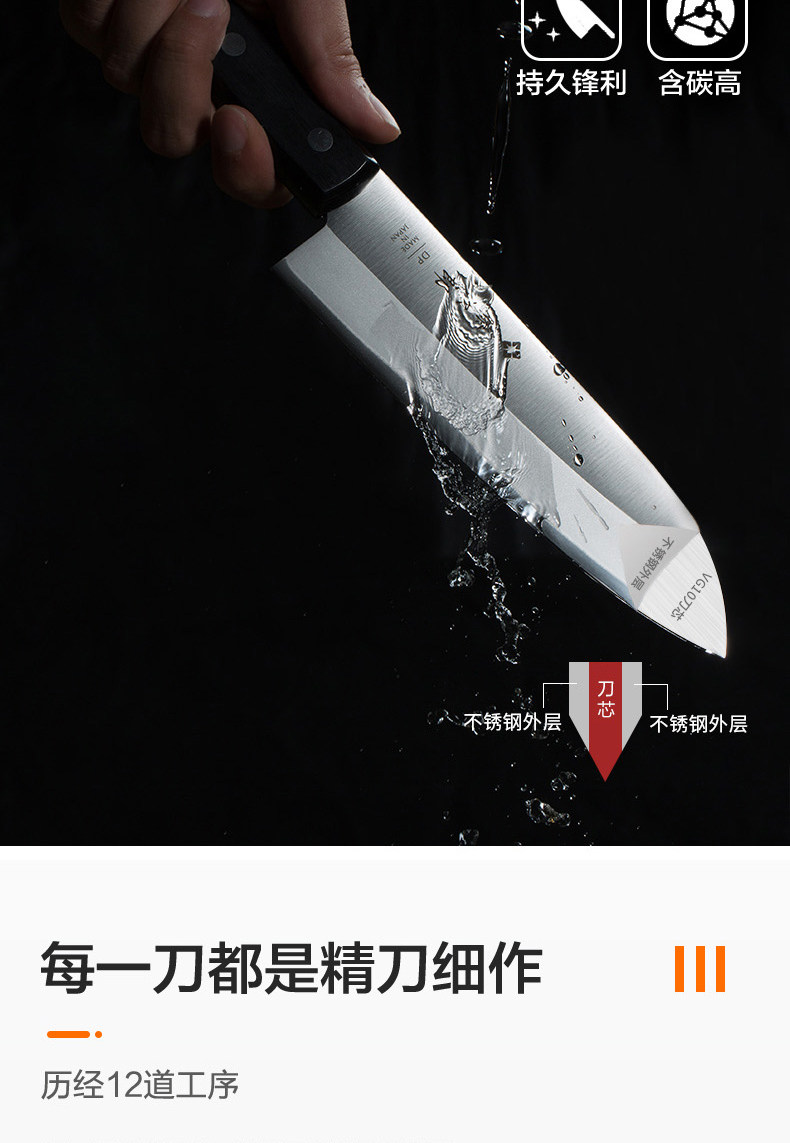 日本藤次郎三德刀VG10廚房菜刀