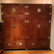 Mahogany furniture hedgehog red sandalwood top cabinet Chinese antique solid wood four-door wardrobe Rosewood bedroom storage wardrobe