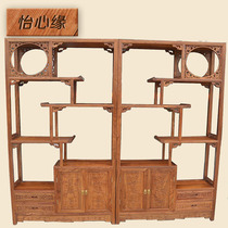 Mahogany hedgehog rosewood big round bogu rack Rosewood entrance Chinese partition cabinet Solid wood multi-treasure grid shelf